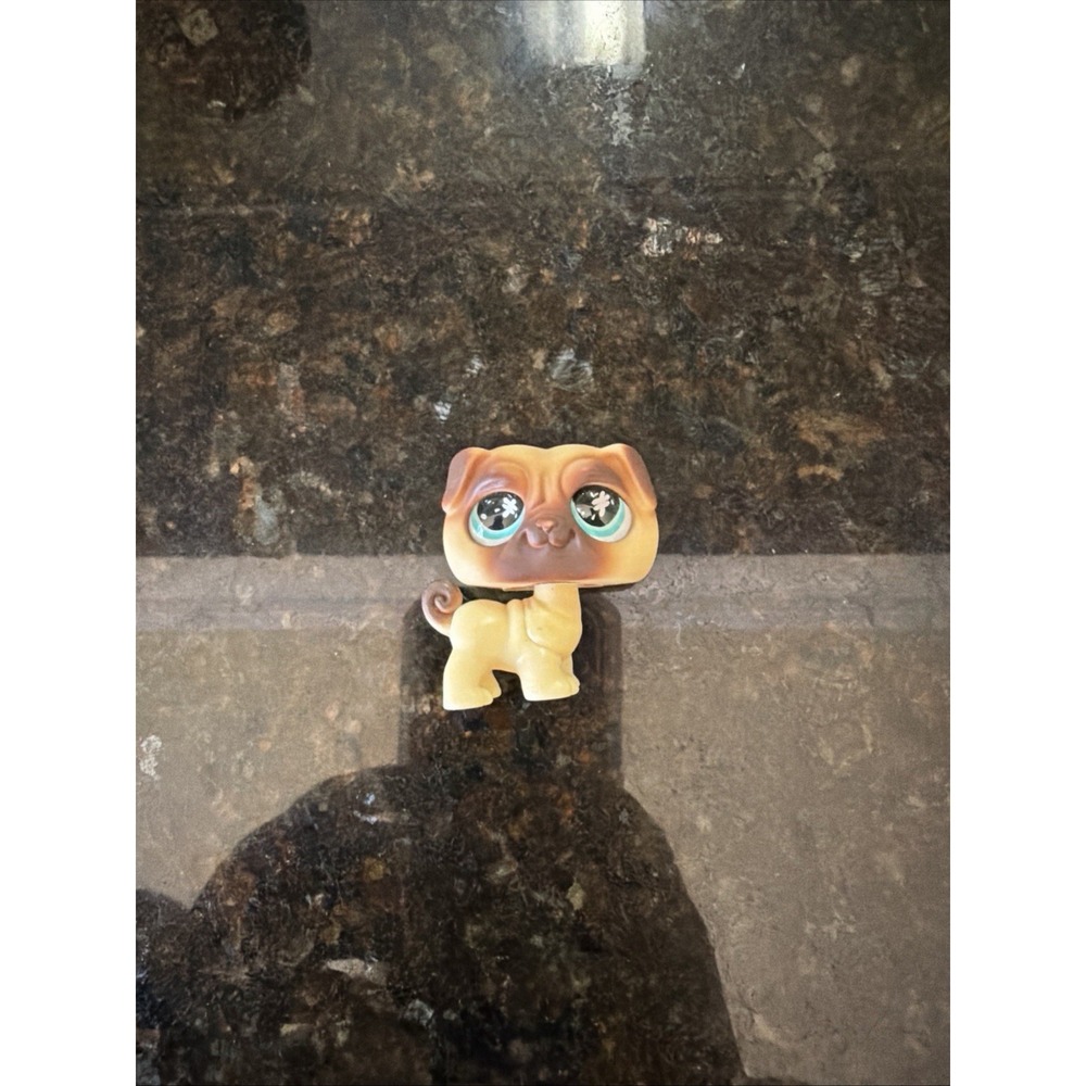 Authentic LPS littlest pet shop #623 Messiest Brown Pug Puppy Dog Glass Eyes